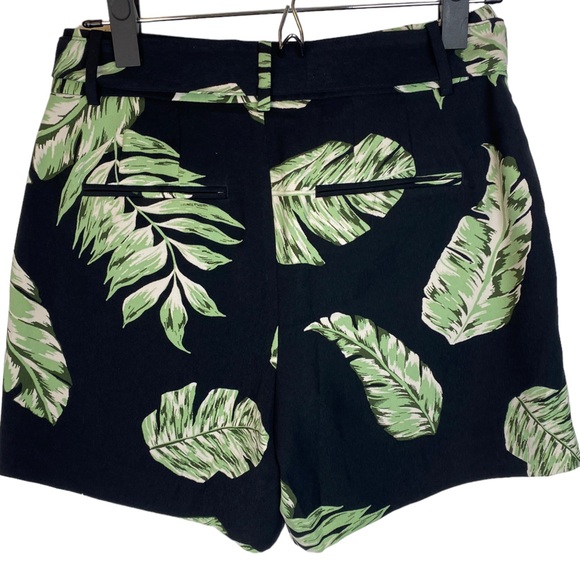 ANN TAYLOR ☆ Black w/ Green Palm Leaf Shorts ☆ Size 0 ☆ NWT - Picture 3 of 6